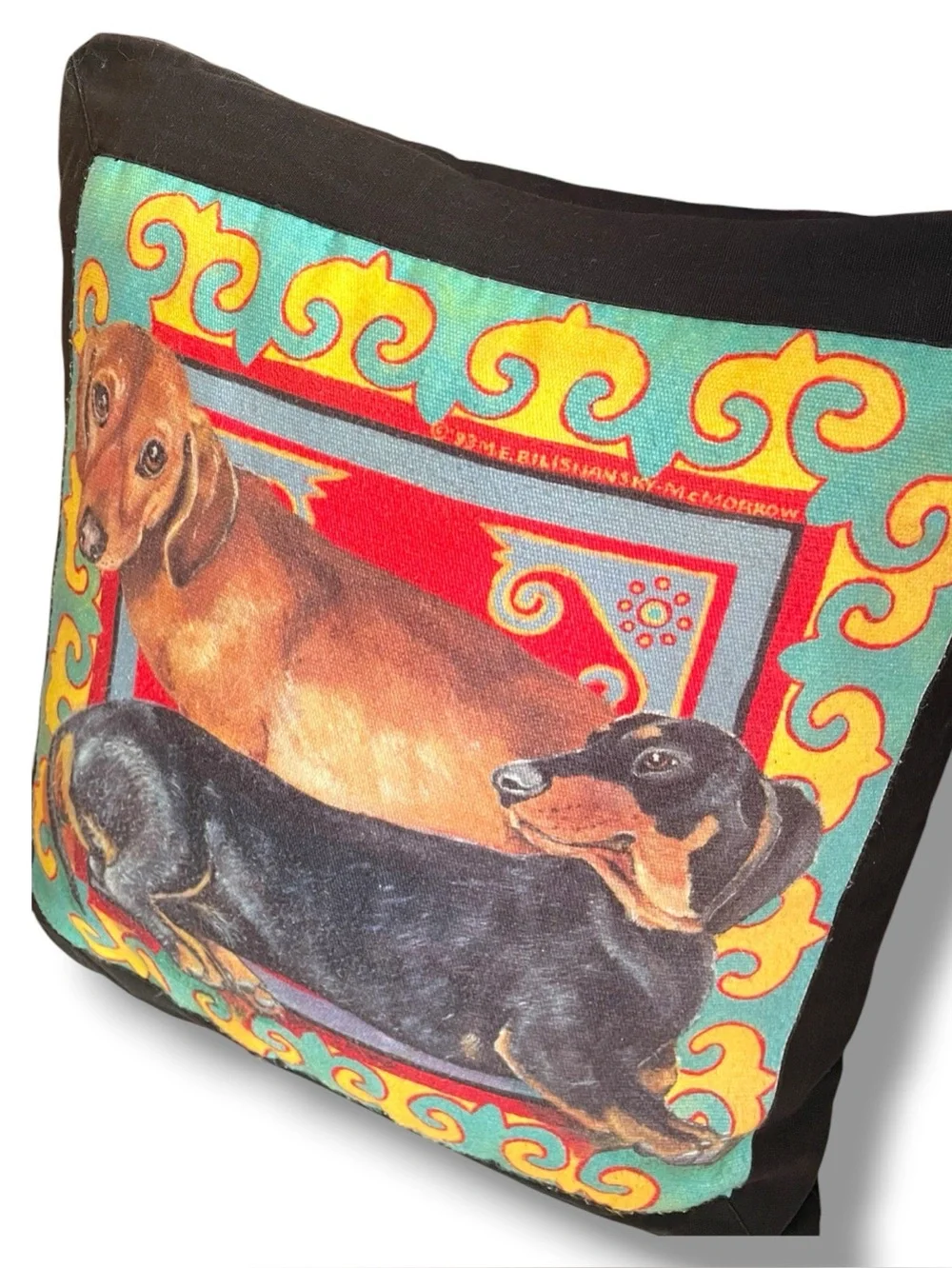 Vintage dachshund pillow, custom-made, pillow insert is new, cover washed